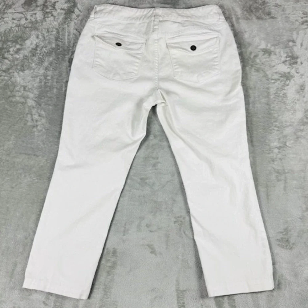 Lauren Ralph Lauren Jeans Womens 14P White Denim Cropped Straight Mid Rise Pants
